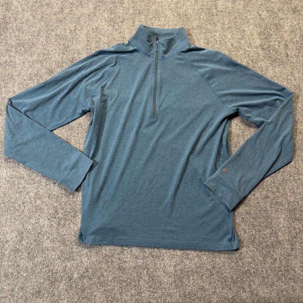 Stio Mens Large Turpin Fleece Quarter Zip Pullover Blue Stretch Performance